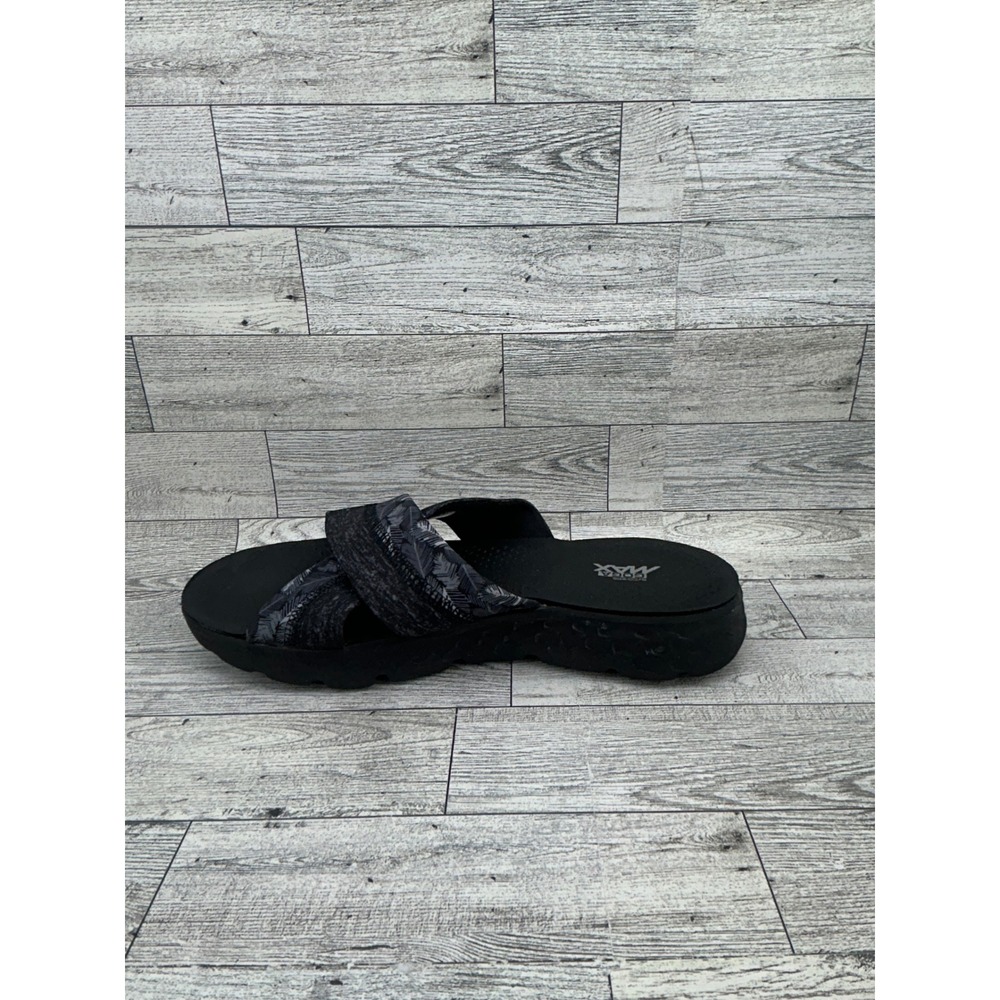 Skechers On-The-Go MAX Black Criss Cross Slides Comfort Sandals Women's Size 9 - Picture 4 of 11